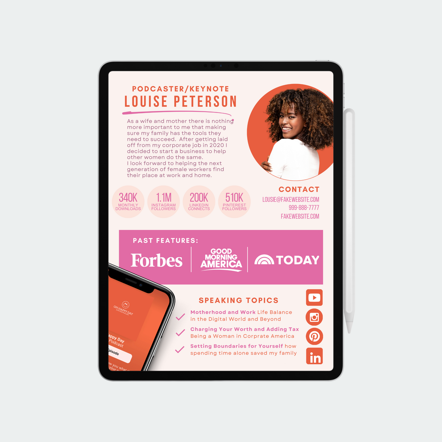 Podcast Host and Speaker One Sheet