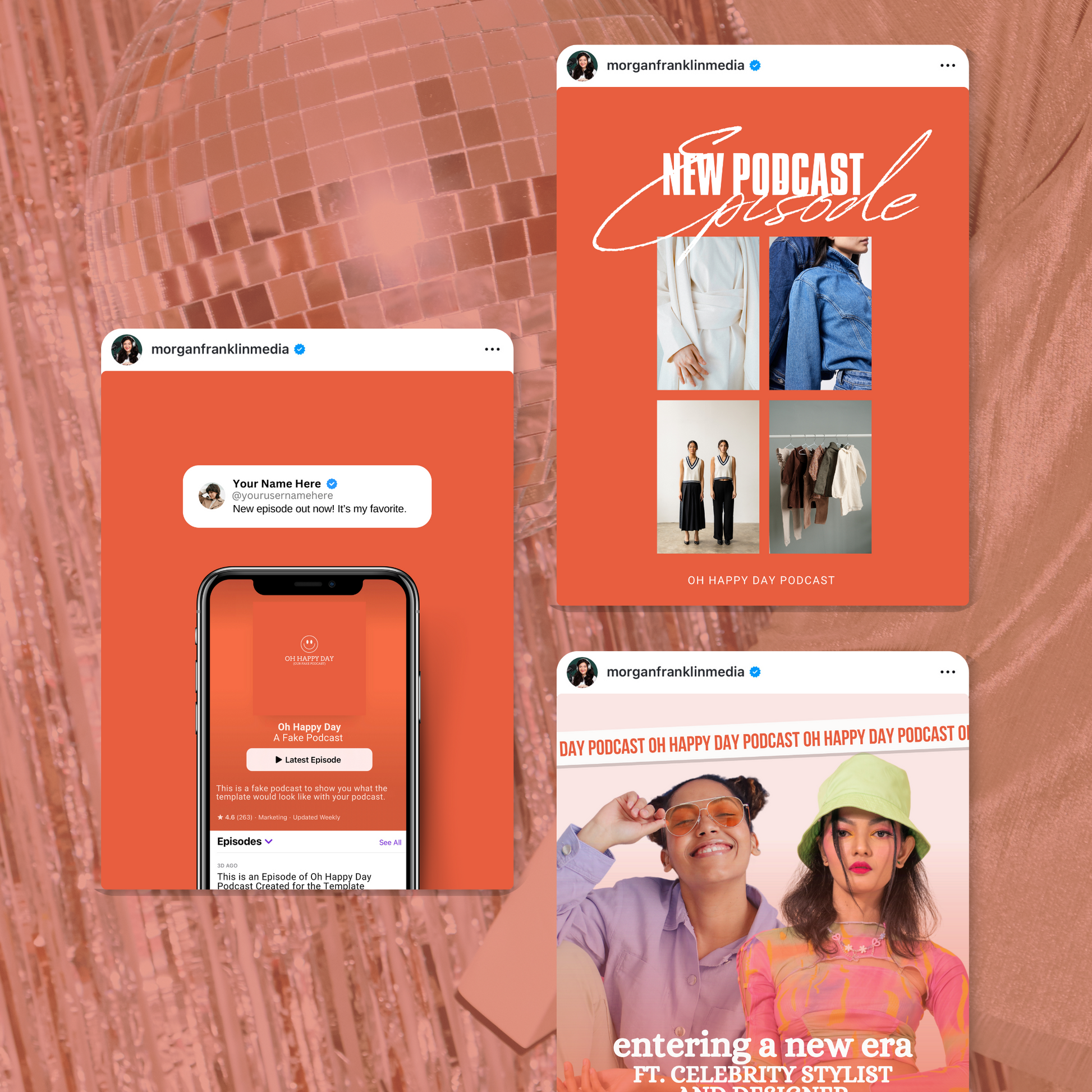 Morgan Franklin Social Media Podcast Template Instagram Template Canva Customizable